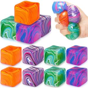 12 Pack Stress Cube Bulk mini Ice Cube Stress Balls Anxiety Relief Soft Squeeze Sensory Balls for Party Favors Prizes Goodie Bag Stuffers Party