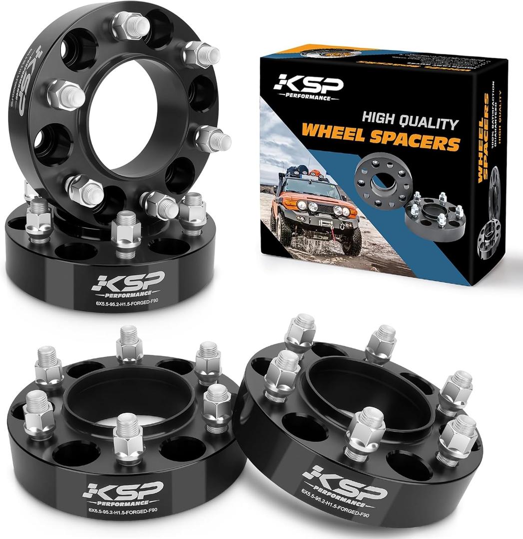 KSP 4PCS 6x139.7 Wheel Spacers for 2023+ Tundra 2024+ Tacoma 2025+ 4Runner, 1.5" 6x5.5 Wheel Adapter with 14x1.5 Lug Studs 95.2mm Hub Bore, Compatible with Toyota-Lexus 6 Lug (Dark)