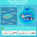 CALOBANA Water Hammock with Dog Boat Ramp, Inflatable Round Floating Ring for Adults Pets Heavy Duty Floating Dock Tanning Pool Lounger Float Island Platform for Pool Sea River Dock Boat Party