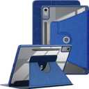 360 Rotating Case for Lenovo Tab P12 12.7" TB371FC 2023,Multi-Angle Viewing Stand Hard Shell Transparent Back Smart Cover with Pen Holder and Auto Wake/Sleep,Darkblue (Navy)