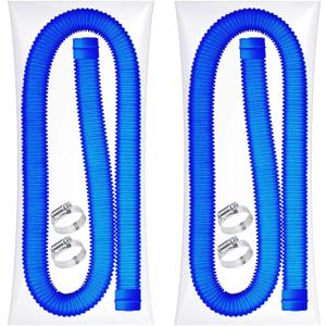 1-1/2-Inch Pool Hoses for Above Ground Pools with Clamps - 1.5" Diameterd Replacement Pool Pump Hose Compatible with Intex Coleman Skimmer Surface Pool Pump (Blue -2 Pack)