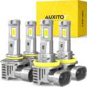 AUXITO 9005 H11 Fog Light Bulbs 50000ML Per Set 6500K Cool White without Cooling Fan, Plug-N-Play 120W, Pack of 4