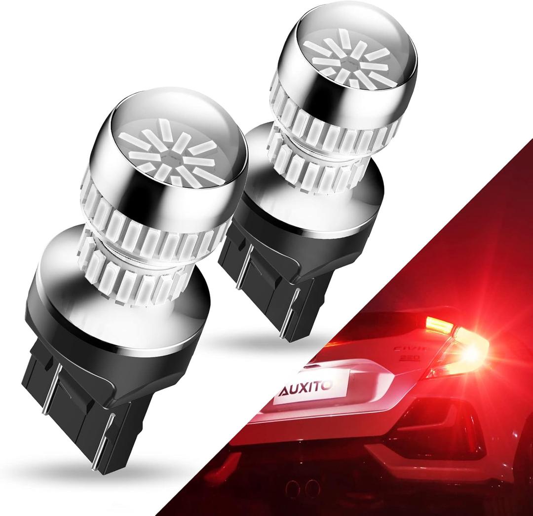 AUXITO Upgraded 7440 7443 LED Bulb Red for Tail Lights Brake Lights, Super Bright T20 W21W 7441 7444 LED Replacement for Stop Tail Brake Signal Lights, Pack of 2 (7443/7440)