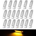 TMH 20 Pcs 6.5 Inch Clear Lens Amber Side Marker Lights Sealed Surface Mount 12 LED with Chrome Bezel for Caravan Trailer RV Truck Bus Lorry Flatbed Pickup 12V DC BB12