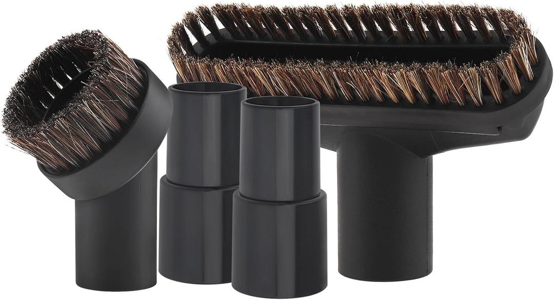 36mm Long Horse Hair with Universal Connector for 32mm/1-1/4, 35mm/1-3/8 Hose, 1.25 Inch Small Round Dust Suction Brush Vacuum Brush Attachment Soft Bristle Cleaner Replacement with Adapter