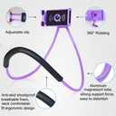 Universal Smart Mobile Phone Stands,360 Rotating Hanging on Neck Cell Phone Mobile Mount Holder, Multiple Functions Flexible Lazy Bracket (Purple)