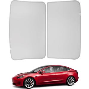Sunshade Roof, [No Gap No Sag] Front & Rear Heat Insulation Glass Roof Sun Shade for Model 3 Accessories Gray (Proprietary Design)