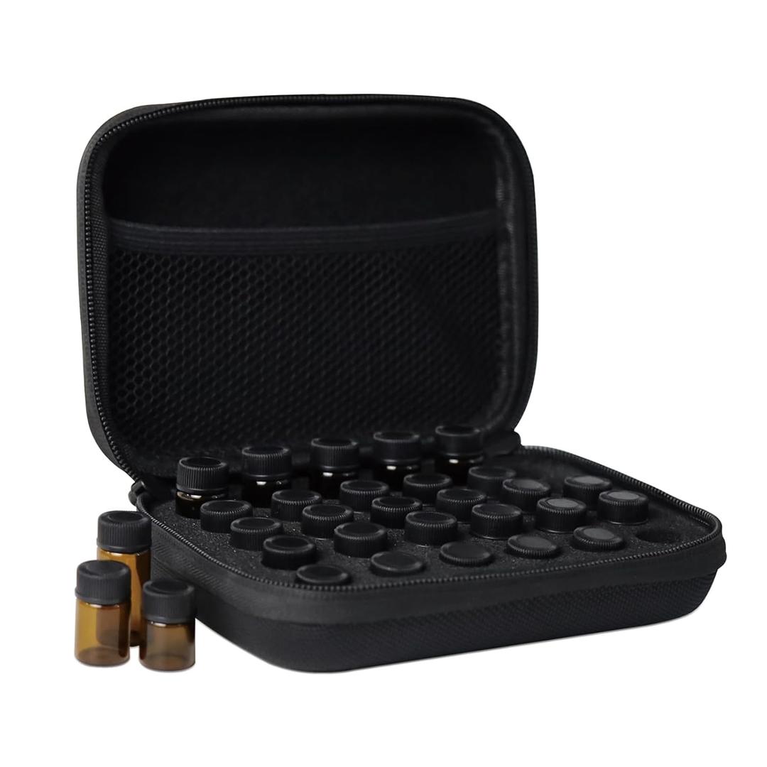 Essential Oil Storage Holder Organizer Carrying Case, Essential Oils Box Holds 30 Bottles 1ml- 3ml Bottle Travel Storage Organizer Bag for doTERRA & Young Living (Box Only) (Black)