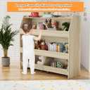 COZPAW Toy Storage Organizer, 3 Tier Montessori Shelf with Movable Bins (Wood), Medium