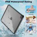 SUPFINE for Waterproof iPad (A16) 11th Generation Case & iPad 10th Generation Case, [Built-in Screen Protector] [IP68 Waterproof] Full Body Rugged Shockproof Protective Cover, Black/Clear
