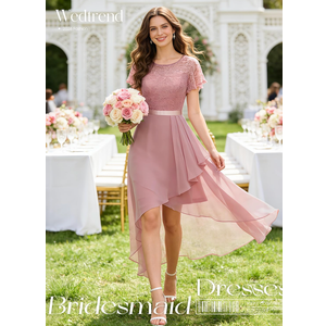 Wedtrend Women's Formal Wedding Guest Dress Ruffle Bridesmaid Dress Flutter Sleeve Prom Dresses for Teens, S