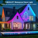 Cozylady RGB Neon LED Rope Lights, Waterproof Bluetooth APP Remote Control Music Sync Strip Lights, 24V Flexible DIY Silicone Light for Bedroom Home Indoor Outdoor Decor (12M/40Ft)