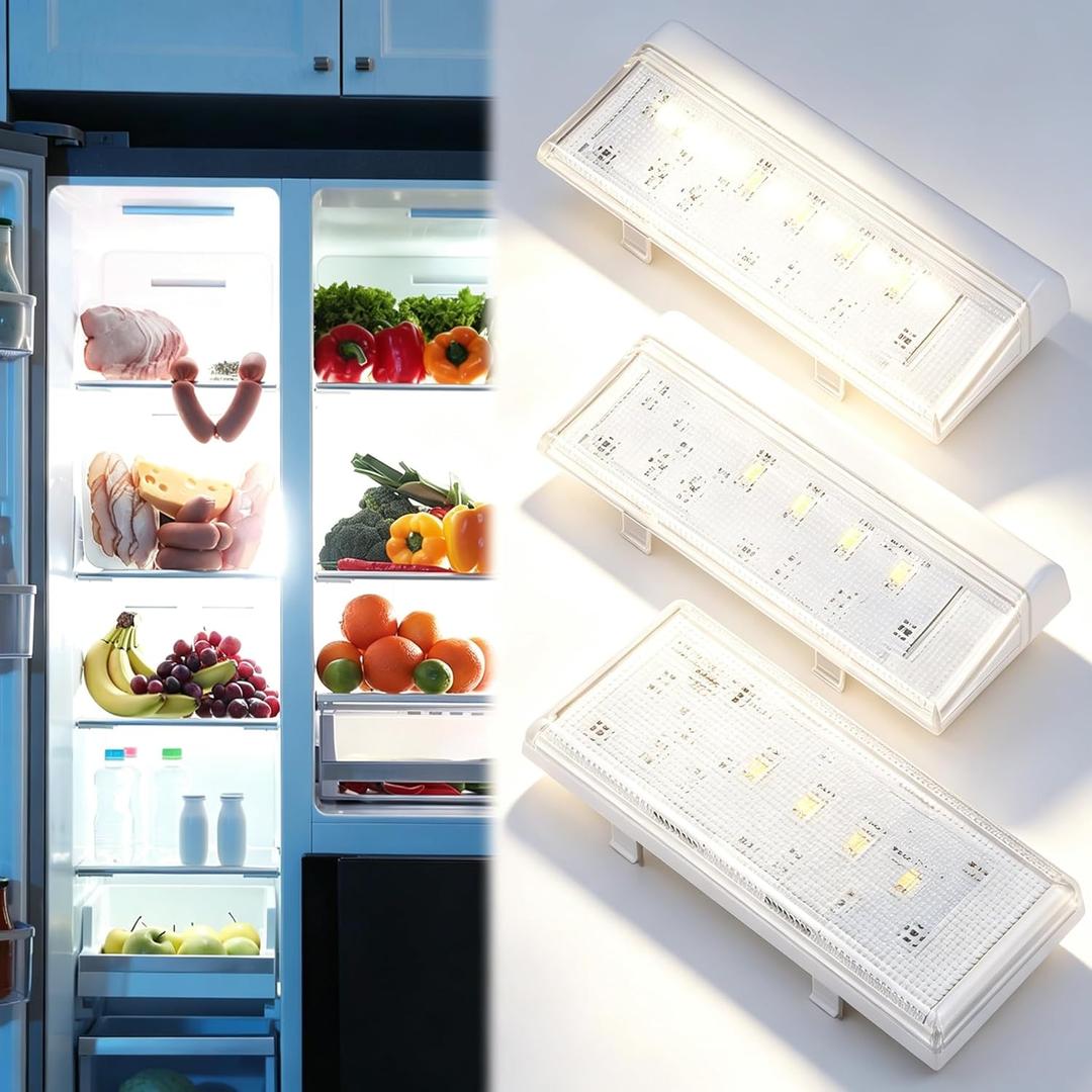 W10515057 W10515058 Refrigerator LED Light with Cover - 3PCS Fridge Light Replacement Compatible with Kenmore, Maytag Refrigerators - Replaces WPW10515057 WPW10515058 AP6022533 PS11755866