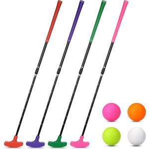 Hiboom 4 Pack Golf Putters for Men and Women Two Way Mini Golf Putter with 4 Balls Adjustable Length Kids Putter Bulk Right or Left Handed Golfers for Children Teenager Junior, 23.6-35.4 inches/ 60-90 cm