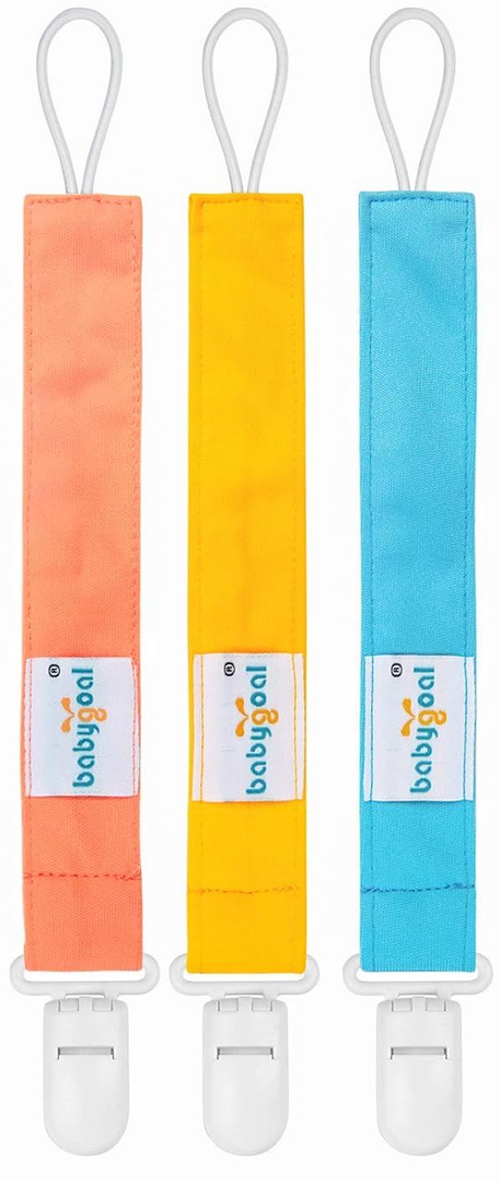 Babygoal Neutral Pacifier Clips, 3 Pack Paci Holder Clips for Boys and Girls Fits for Most Baby Pacifier, Binky Styles,Teethers and Toys 