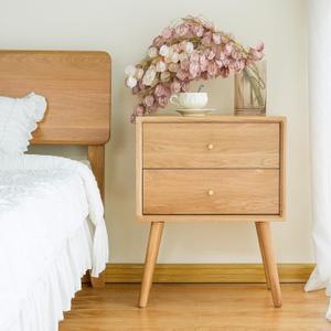 Night Stand, Midcentury Modern Solid Wood Nightstand with Drawer, Side Table with High Stool Leg, 25.98 H x 19.69 W x 15.75 D Inches (Mid-Century Modern)