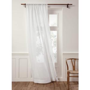Solino Home Flax Linen Sheer Curtain 72 Inch - European 100% Pure Linen Sheer White Window Treatment Panel 52 x 72 Inch - Light Filtering Rod Pocket Curtain for Living Room, Bedroom