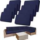Newwiee 8 Pcs Stretch Patio Outdoor Cushion Covers Replacement,Navy Blue
4 Seat and 4 Back Covers with Waterproof Backing, Elastic Fit and Washable Fabric for Patio Sectionals Porch Sofas Chair