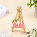 2 x 1 Pcs Pink Cherry Bag Charm,Pink Cherry Keychain,Resin & Alloy Cherries Purse Charms for Women,Cute Cherrys Charm for Purse, Gifts Accessory for Birthday Christmas