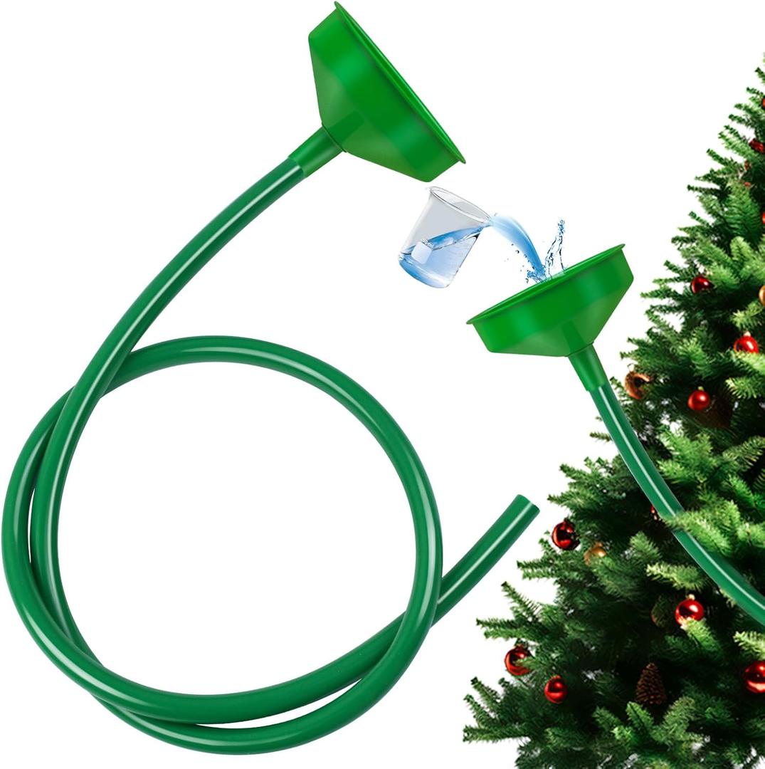 Christmas Tree Watering System, Large 5.5" Dia Christmas Tree Watering Funnel with 5feet Long Hose Xmas Tree Watering Device Easy Assembly Plant Watering Tool for Indoor Outdoor Xmas Tree(Green) (1 Set/Green)