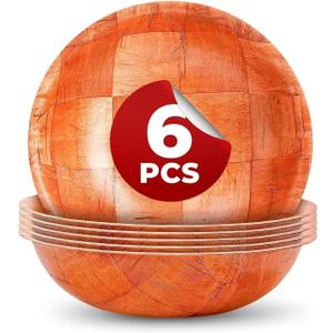 6 Pack Wooden Salad Bowls  7.9"x2" Serving Bowls for Pasta, Fruit & Snacks, Lightweight Wood with Smooth Finish, Easy to Clean & Stack  Great for Home, Parties & Lovely Valentines Gifts for Hosts