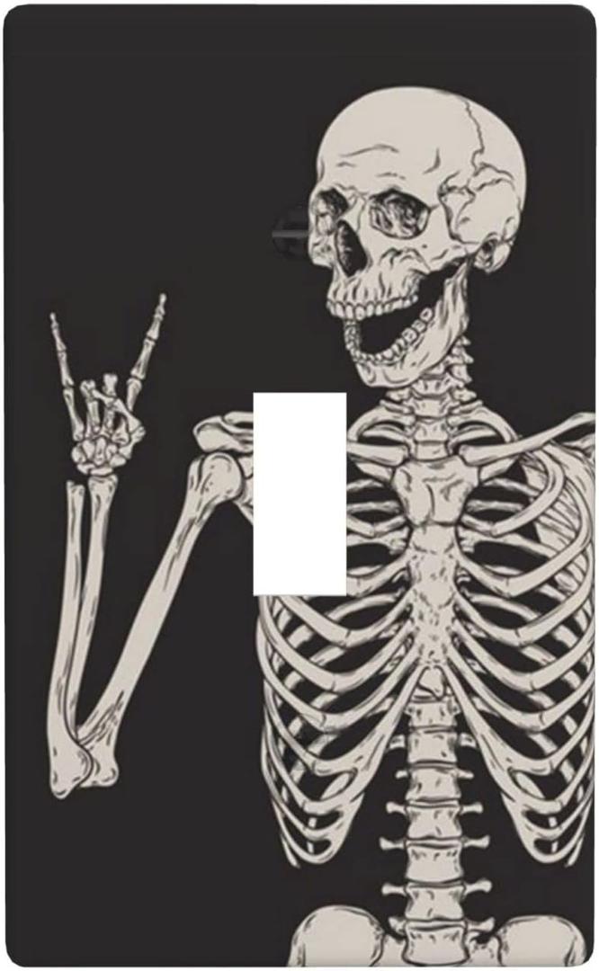 Rock Skull Light Switch Cover Decorative Single Toggle Wall Plate 1-Gang Art Electrical Faceplate for Home Bedroom Decor 4.50" x 2.76"