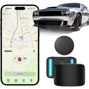 GPS Tracker for Vehicles (iOS Only), Mini Magnetic GPS Car Tracker Devices Hidden, No Subscription Work with Apple Find My Locator Bluetooth Waterproof Tracker Tag for Cars Bikes Key Pets Motorcycle (BLACK)