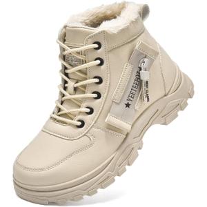 Womens Snow Boots Warm Winter Boots Ladies Fur Lined Ankle Boots Lace Up Outdoor Booties Anti-Slip Sneakers Waterproof Walking Shoes (10, Brown)