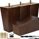 Airy Abode Premium Walnut Square Furniture Legs (Full Install Kit) - Pick Your Size and Color (5 Inches, Brown)