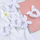 10 Pcs Hair Bow Scrunchies White Hair Ties Tie Dye Elastic Hair Bands Cute Hair Elastics Large Soft Ponytail Holders with 1 Pcs Stretchy Yoga Headband for DIY Party