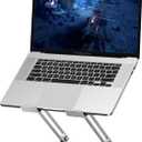Foldable Portable Laptop Computer Stand, Well-Built Adjustable Folding Anti-Skid Raise Tilt Align Ergonomic Tablet Strong Laptop Mount Stands Notebook Compatible with iPad All Laptops (Silver) (Sliver)