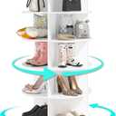 SYIPO 7 Tier Rotating Shoe Rack Tower, New Upgrade 360 Circular - Easily Install, Vertical Handbag White Rotating Shoe Rack Tower | 3 Big Compartments Per