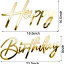 Happy Birthday Sign for Backdrop - Large Acrylic 'Happy Birthday' Mirror Sticker Sign for Birthday Balloon Arch Backdrop Party Wall Decor - Gold