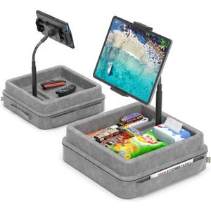 KDD Tablet Pillow Holder - 360°Adjustable iPad Pillow Stand for Lap, Bed and Desk - Gooseneck Tablet Soft Pad Dock with Storage Tray and Pocket Compatible with iPad Pro 12.9, Air Mini, Phone, E-Reader