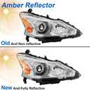 Headlight Assembly Compatible With 2013-2015 13-15 Nissan Altima 2013 2014 2015 13 14 15 Nissan Altima S/SL/SV-Only fit 4 - Door Chrome Housing Amber Reflector