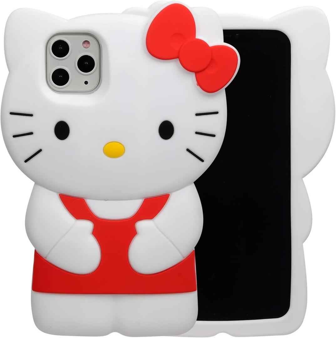 Cartoon Case for iPhone 16 Pro 6.3" 2024, Fashion Cute 3D Cute Kitty Kawaii Soft Silicone Animal tective Gel Shockof Gel Back Cover for Kids Women Girls Boys (Red)
