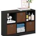 Furinno Basic 3x2 Cube Storage Bookcase Organizer with Bins, Espresso/Brown