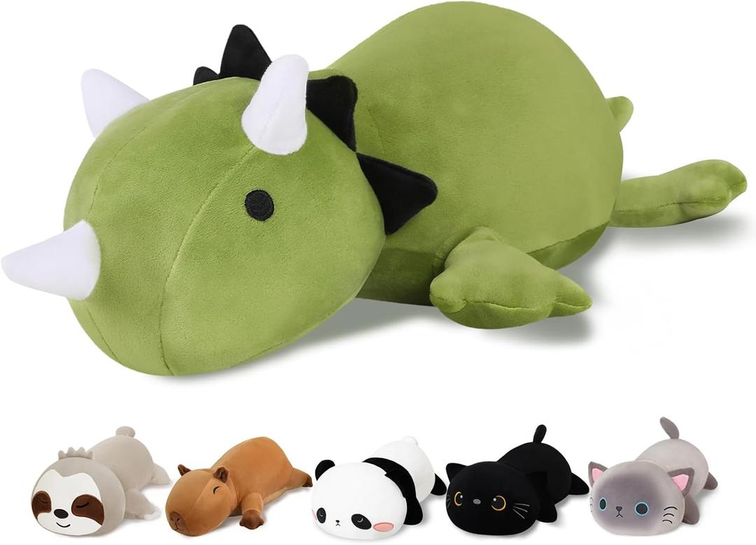 Weighted Dinosaur Stuffed Animals, Cute Weighted Dino Plush, Soft Stuffed Weighted Plushie Pillow Gifts for Girls Boys(9.8" 0.8Lbs) (Small)