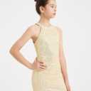 2 x EXARUS Girls Halter Neck Sparkly Sequin Dress Sleeveless Party Dance Formal