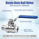 2 Pack 1/2" Ball Valve 304 Stainless Steel Heavy Duty NPT Female x Male Full Port Shut Off Valve with Locking Blue Vinyl Insulation Handle, 2-Piece Construction, 1000WOG for Water, Oil, Gas