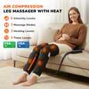 JZBRAIN Air Compression Leg Massager with Heat : Calf, Knees & Thigh Recovery Compression System for Pain Relief & Circulation - Sequential Massager with 3 Heat,3 Modes & 6 Intensities for Daily Use