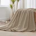BEDELITE Twin Blanket for Couch & Bed, 300GSM Soft & Warm Fleece Blanket, Decorative and Giftable Striped Linen Blankets for Women, Men, 60"x80"