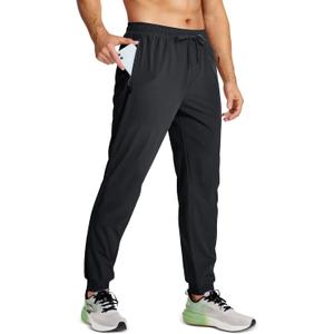 MAGCOMSEN Men's Joggers with Zipper Pockets Lightweight Hiking Sweatpants Athletic Pants for Men Running Workout Training Gym (32, Black)