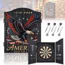 Sisal Dart Board Cabinet Sets, Wooden Dartboard with Scoreboard for Adults