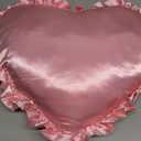 Heart Pillow - Heart Shaped Throw Pillow - 16x16in - Pink - Satin - Plush - Coquette Decor