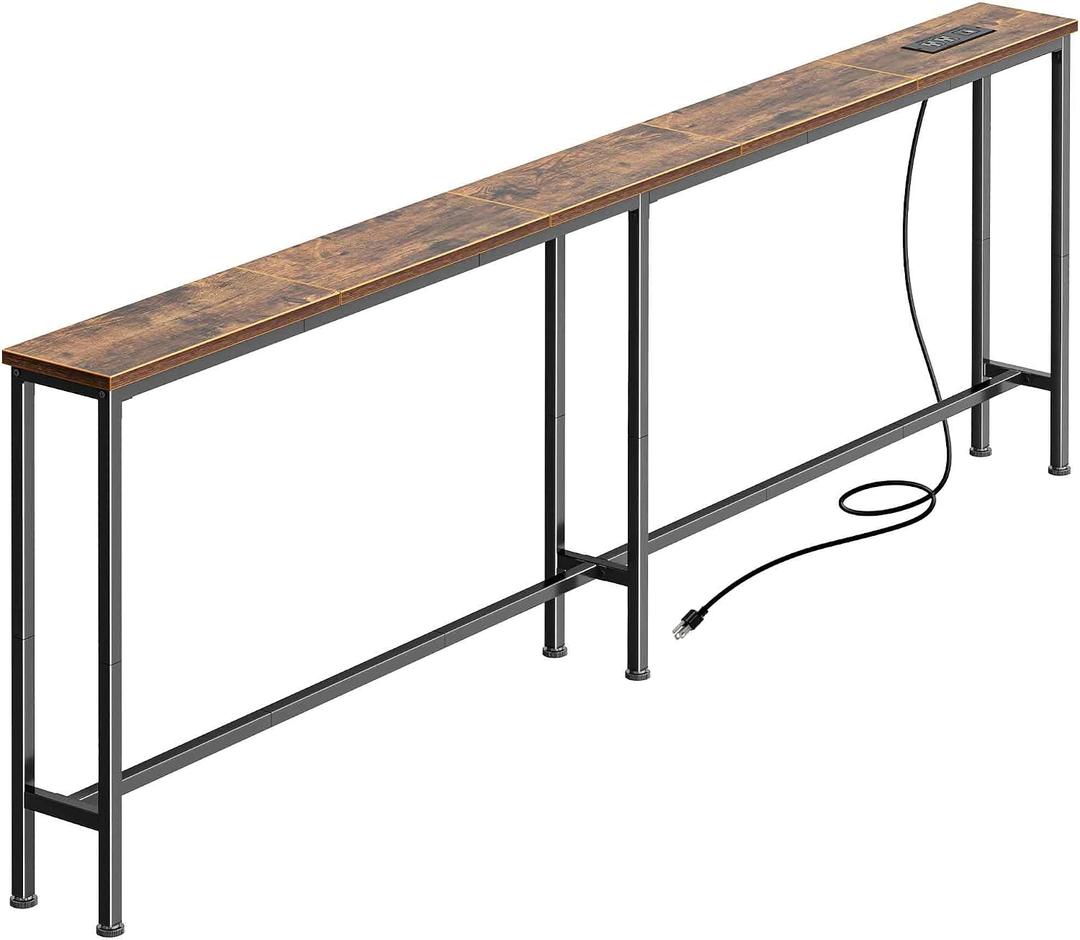 Huuger 70.8 Inch Console Table, Skinny Sofa Table with Charging Station
Narrow Behind Couch Table with Outlet, for Living Room, Sofa Back,Rustic Brown