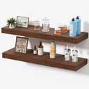 Floating Shelves for Wall, Bathroom Shelves Over Toilet, Wall Shelves & Book Shelf for Room, Hanging Shelf, Modern Wooden Mounted Floating Shelves, 24x7x1.5 in (Walnut-Like, Set of 2)