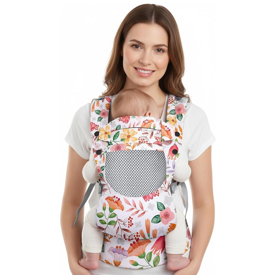 YooxArmor Baby Carrier, Ergonomic, Cozy, Breathable & Lightweight Infant Carriers for 7-66lbs with Lumbar Support, Easy to Wear Hands Free Embrace Toddlers Carrier for 3-36 Months, Floral