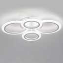 34W LED Ceiling Light with Remote, 3000-6000K Dimmable Modern Flush Mount Ceiling Lighting Fixture White 4 Rings Round Chandelier Ceiling Lamp for Small Room, Bedroom