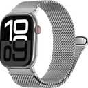 Milanese Mesh Loop Compatible with Apple Watch Bands for Men 44mm 49mm 45mm 46mm 40mm 38mm 41mm 42mm, Stainless Steel Metal Magnetic Strap for iWatch Band Series 11 10 9 8 7 6 5 4 3 2 1 SE Ultra3 2 1 (Titanium)